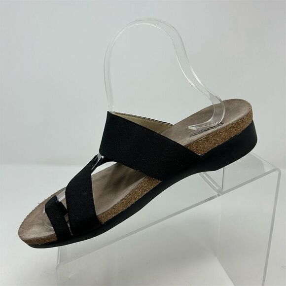 Munro Women's Slide Sandals Black Size 8.5 Toe Loop Stretch Straps Casual - Picture 3 of 12